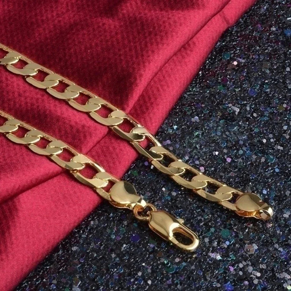 Men 18K Gold Necklace Cuban Chain