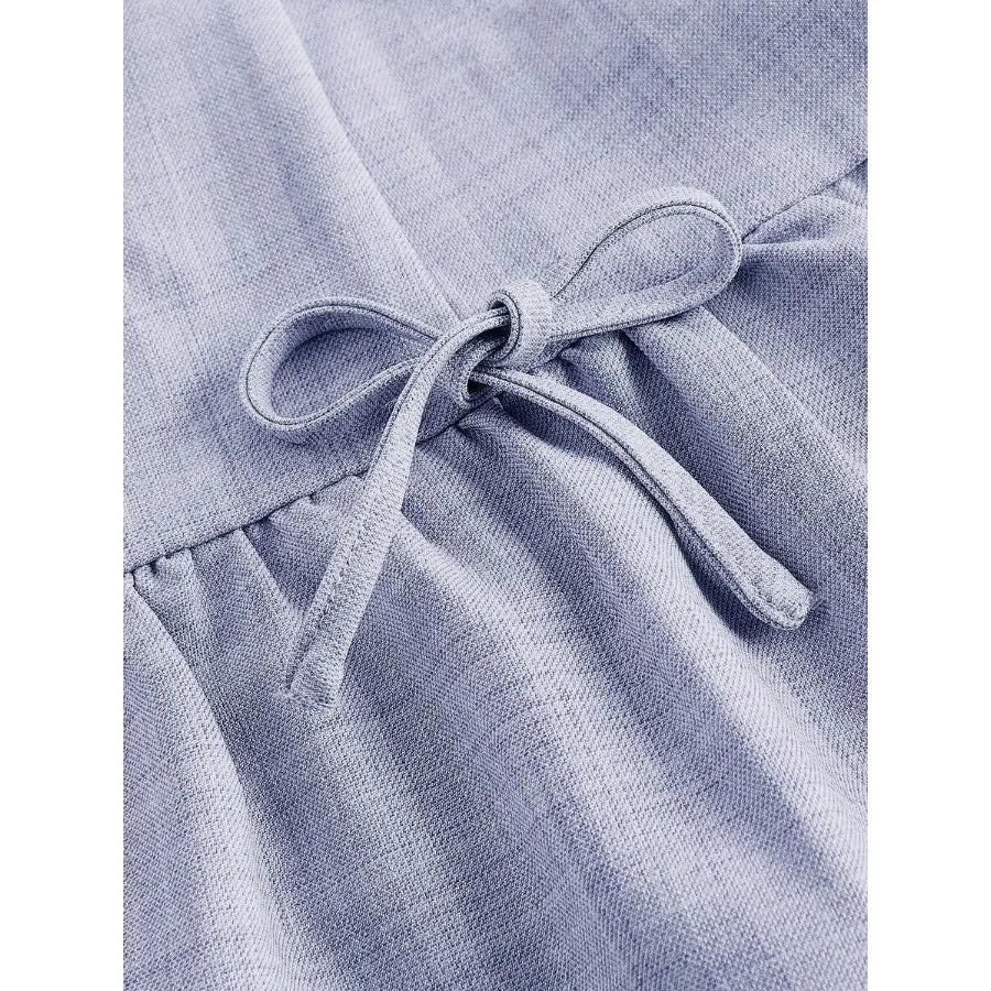 MOD Button and Bow Decor Short Summer Dress