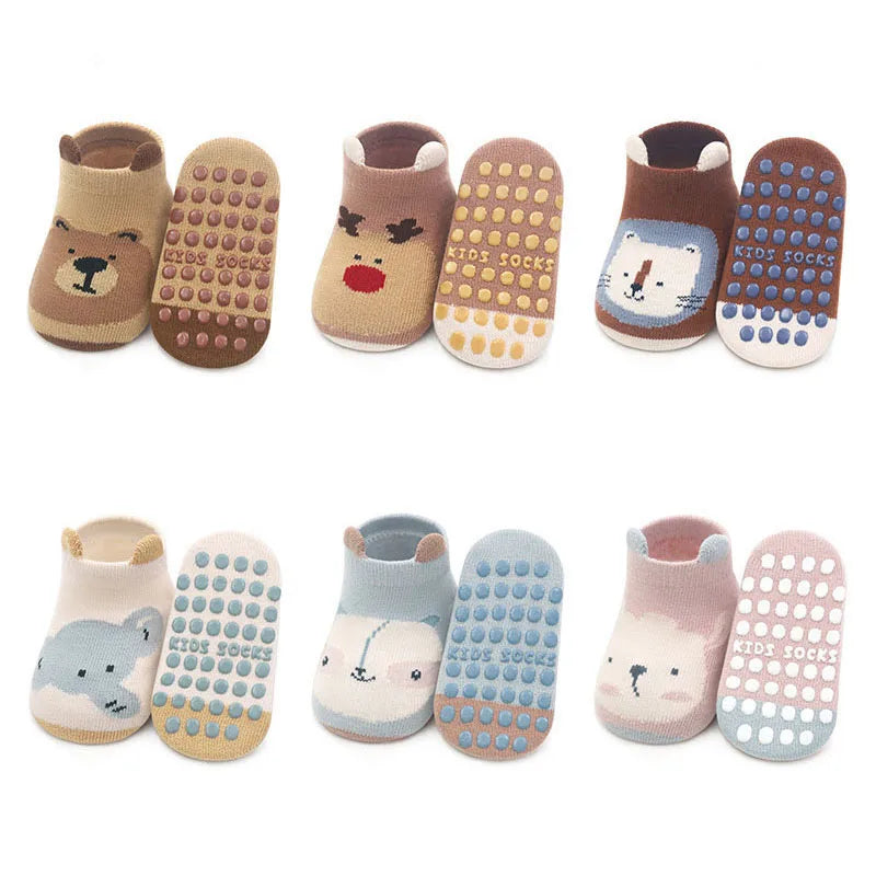 6 Pairs Cotton Socks Non-slip Boys and Girls