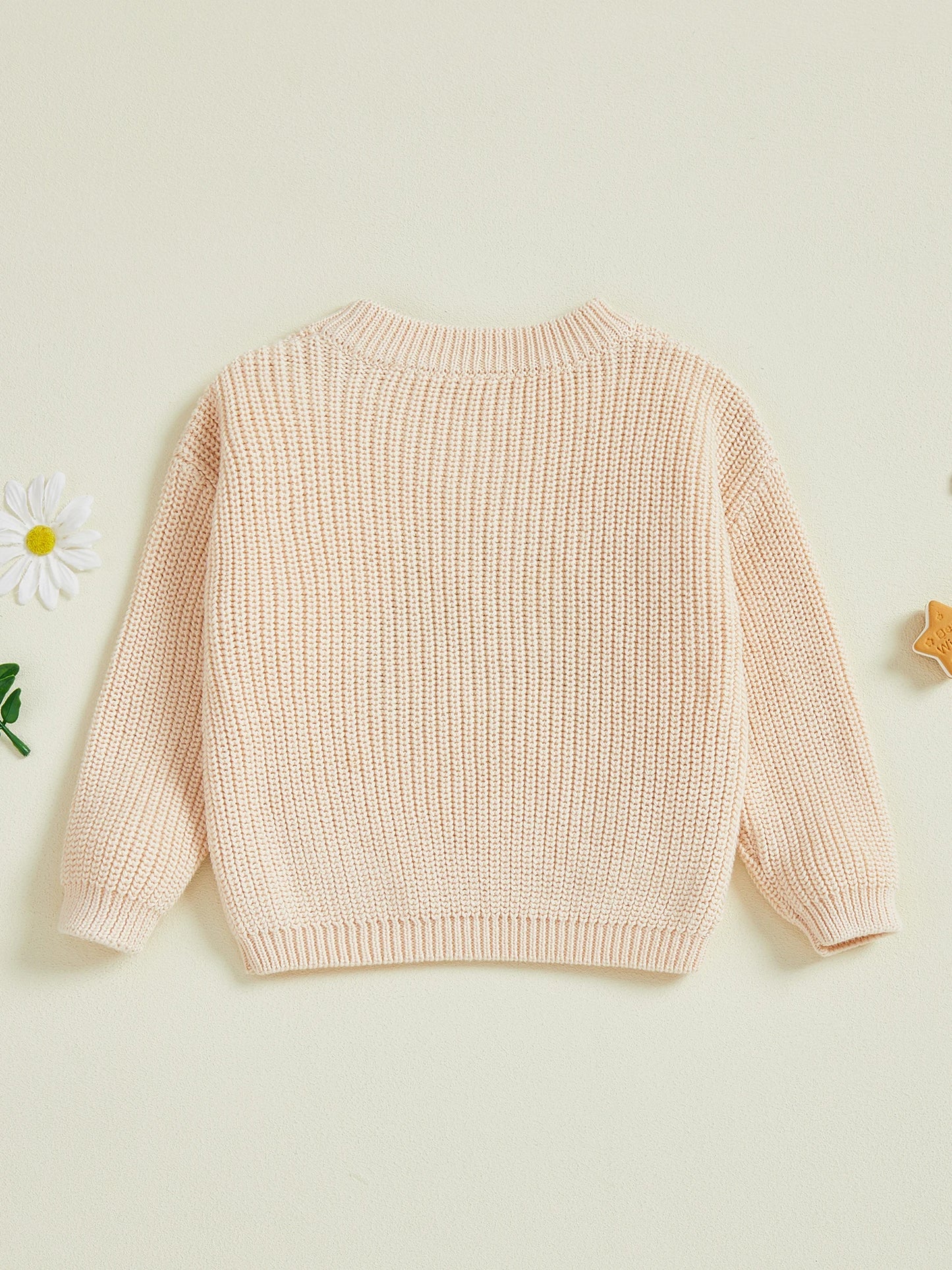 Boy s Cozy Knit Sweater with Adorable Tractor Embroidery Long Sleeve Crew Neck Pullover