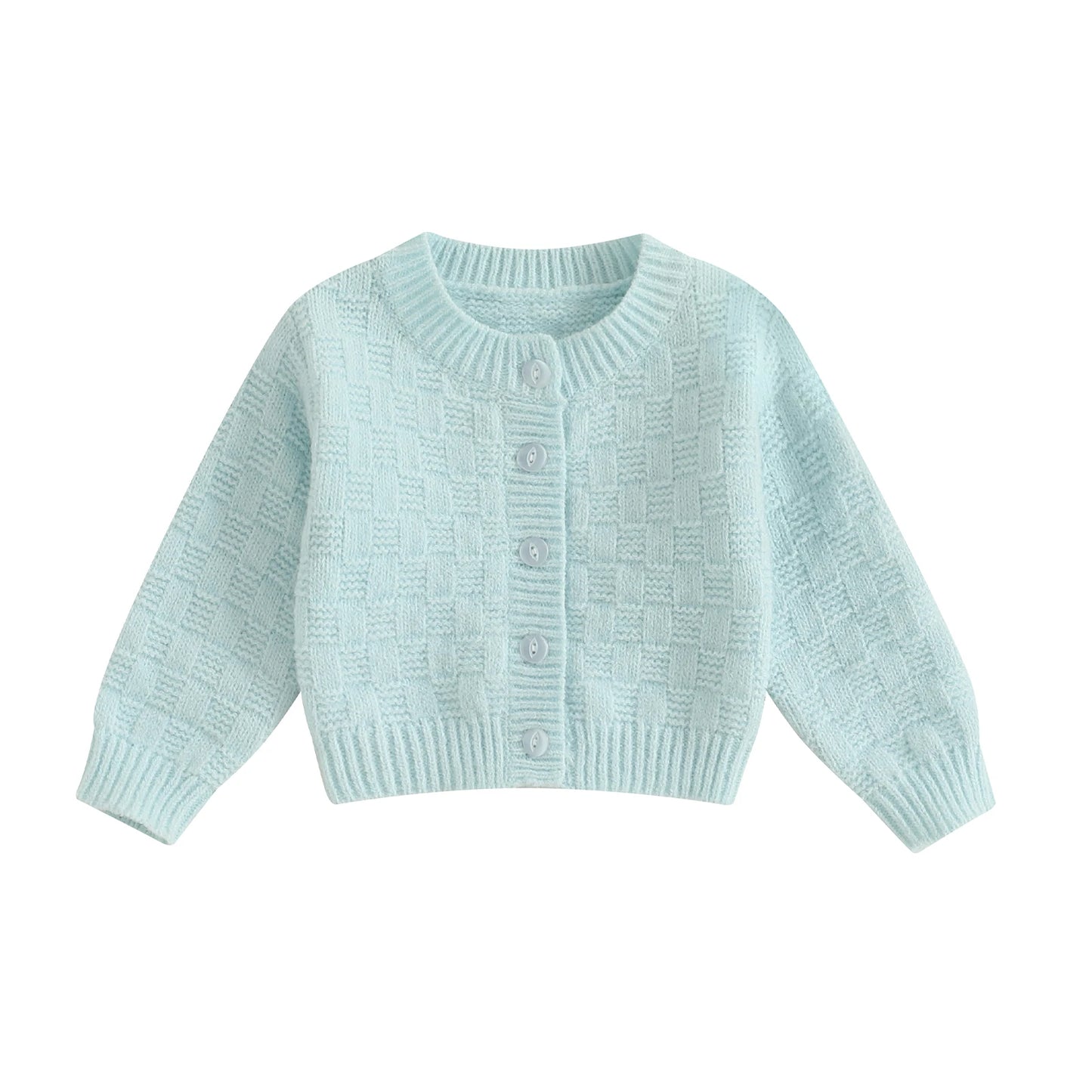Children's Autumn Winter Cable Knit Sweater Long Sleeve Solid Color Button Down Warm Cardigan