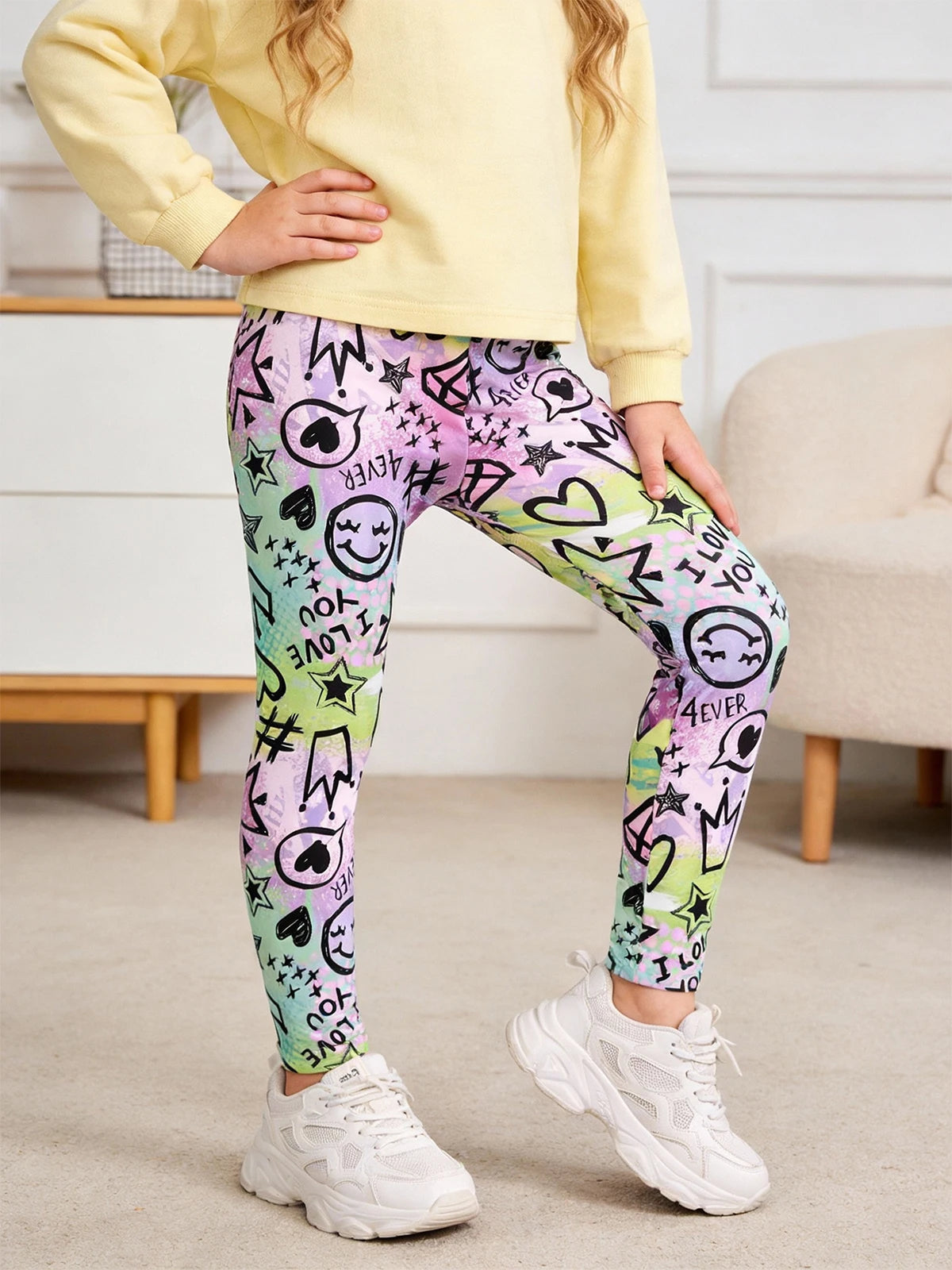Random 6pcs Girls Stretchy Tight Pants Mix Designs Flower Print Leggings