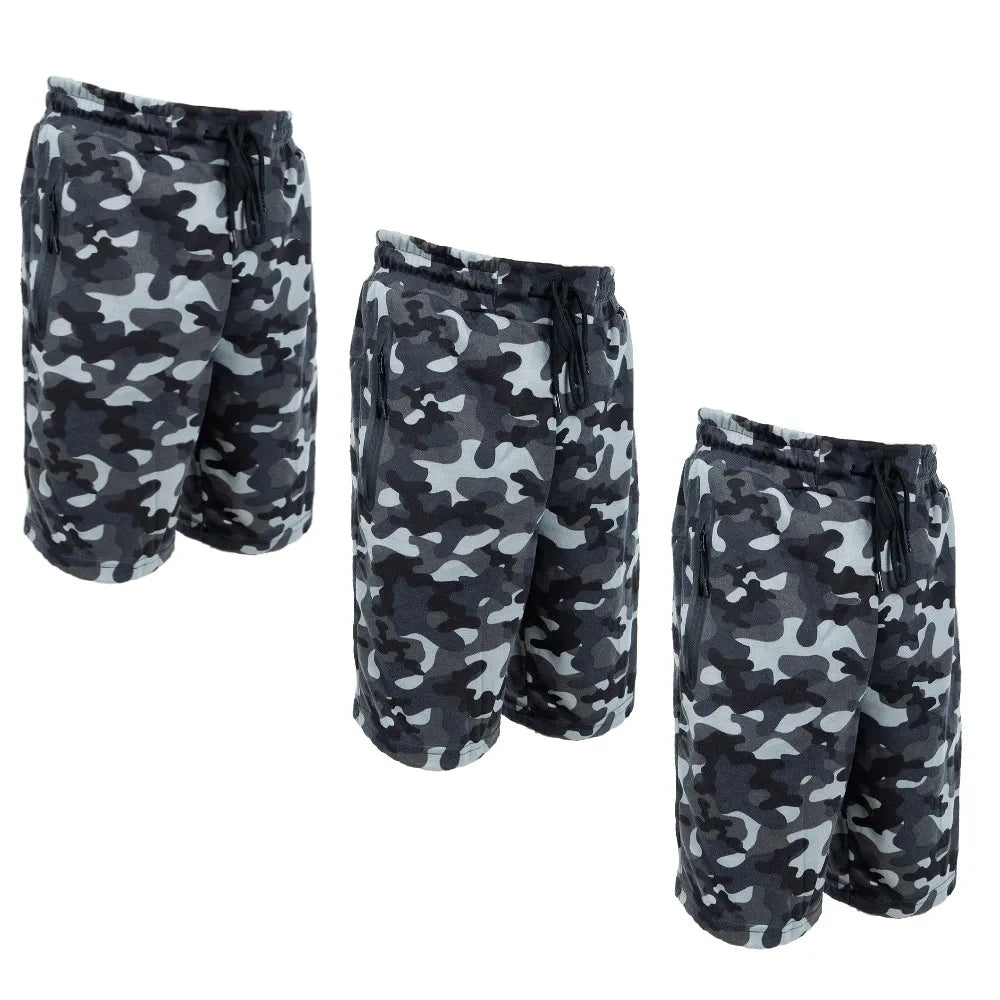 3 Pack Men Sweat Shorts Soft Casual Zipper Pocket Fleece Lounge Gym short