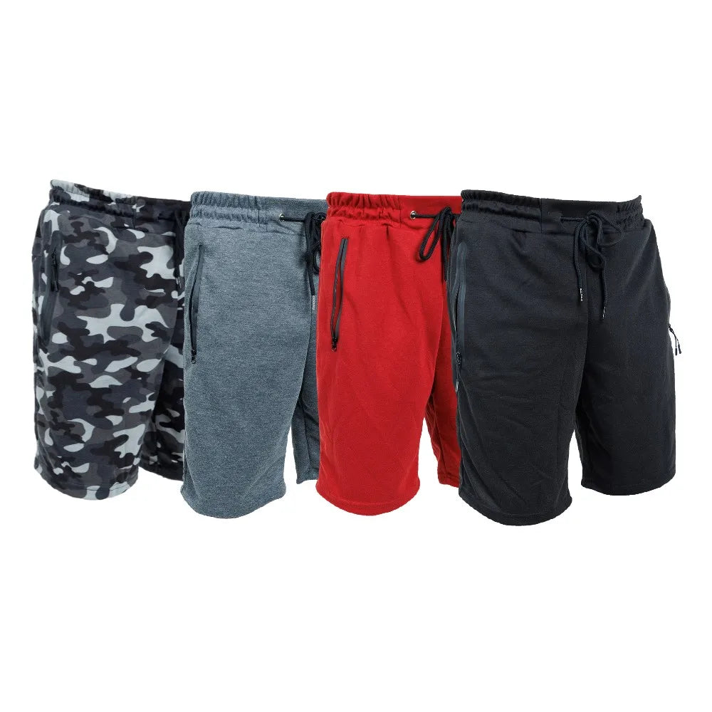 3 Pack Men Sweat Shorts Soft Casual Zipper Pocket Fleece Lounge Gym short
