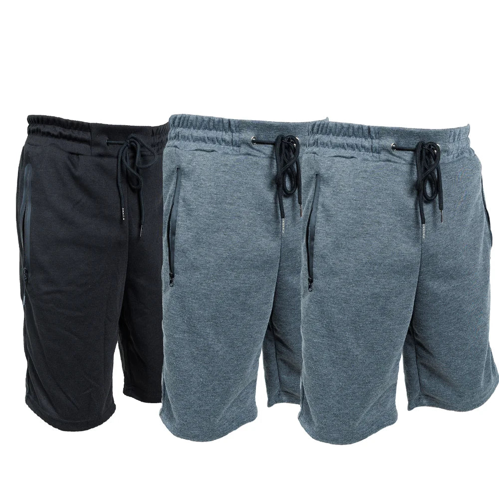 3 Pack Men Sweat Shorts Soft Casual Zipper Pocket Fleece Lounge Gym short