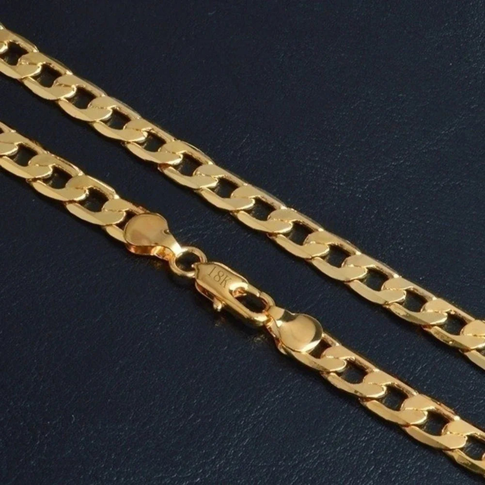 Men 18K Gold Necklace Cuban Chain