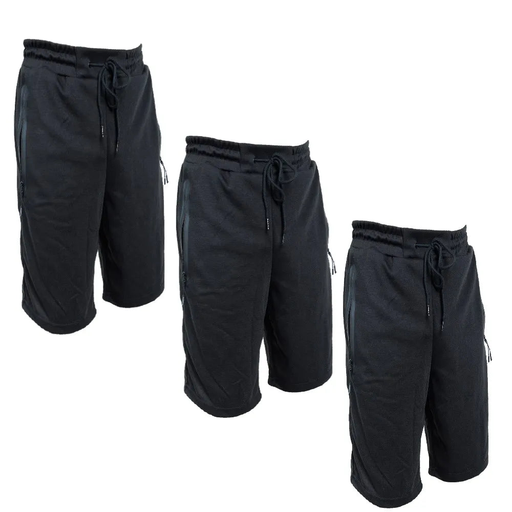 3 Pack Men Sweat Shorts Soft Casual Zipper Pocket Fleece Lounge Gym short