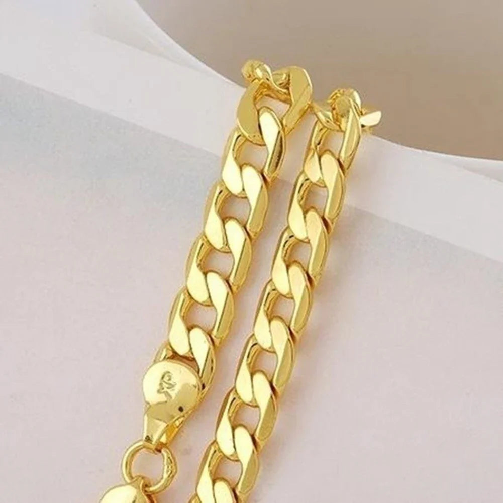 Men 18K Gold Necklace Cuban Chain