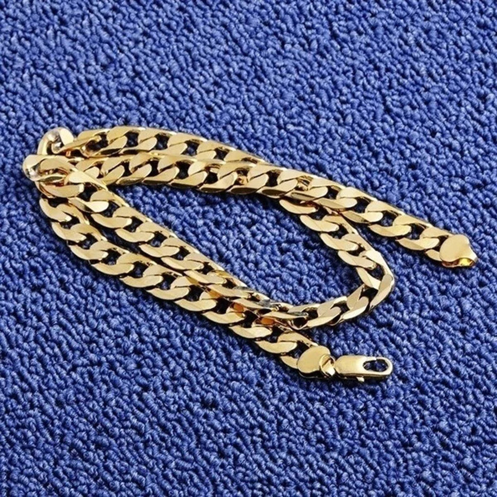 Men 18K Gold Necklace Cuban Chain