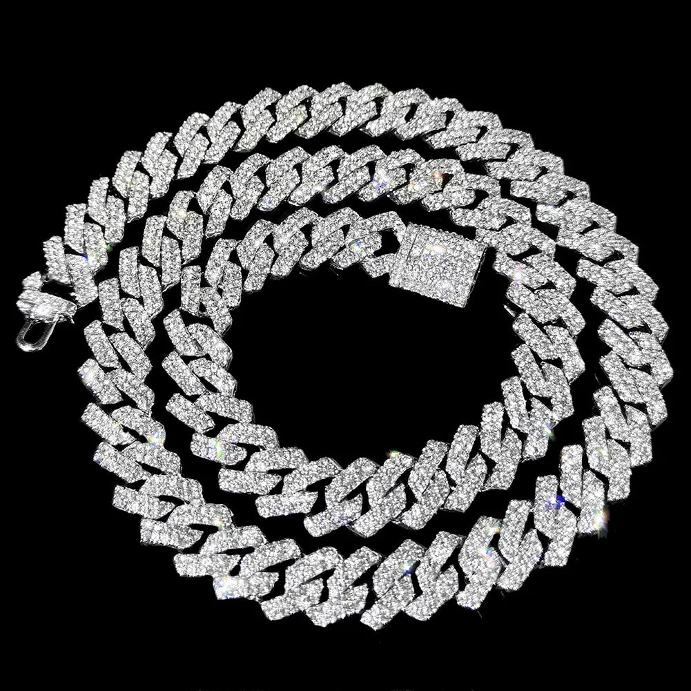 20-Inch Double-Drain Chain Unisex Ice-Frozen Edition Sparkling Diamond-Shaped Hip-Hop Style