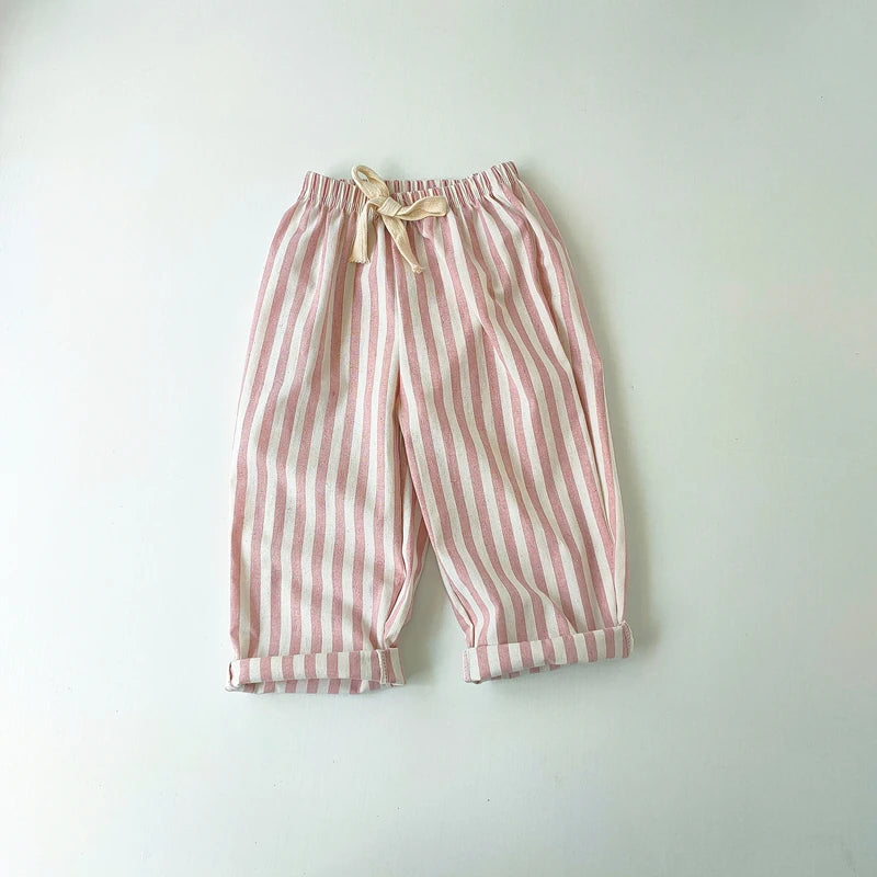 Linen Cotton Shorts/Stripe Pants