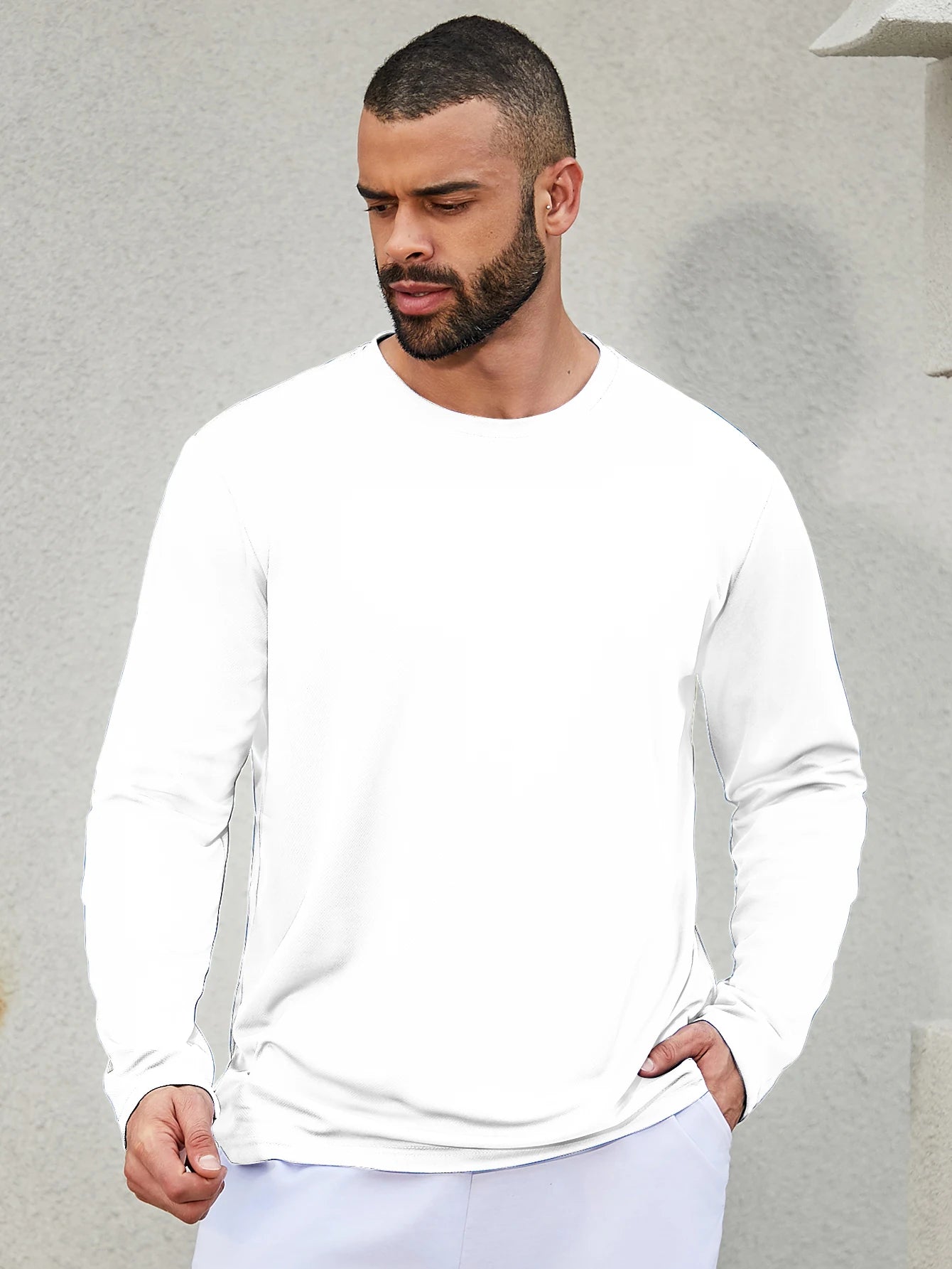 5-piece men's running speed dry long sleeved T-shirt suitable for sports, fishing and sun protection clothing
