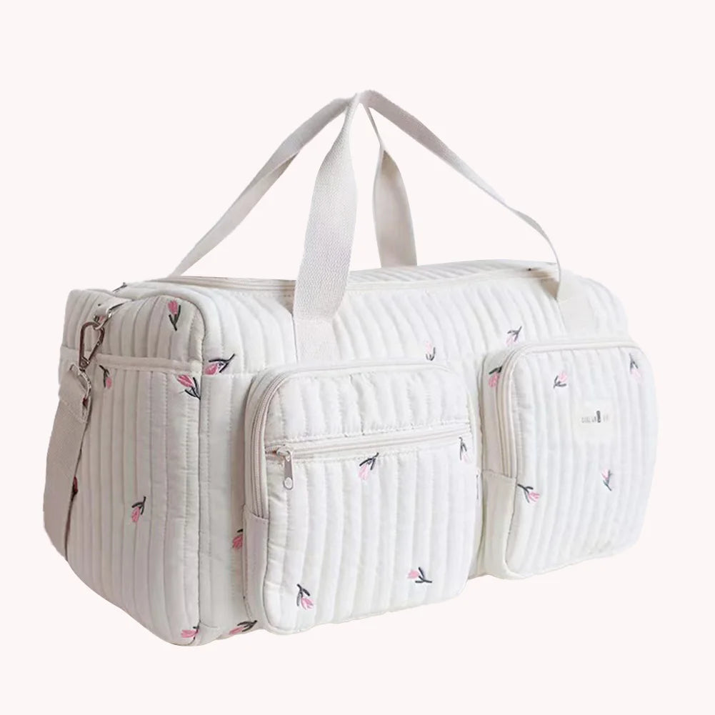Quilted Baby Diaper Bag Large Capacity Weekender Bag Travel Bag