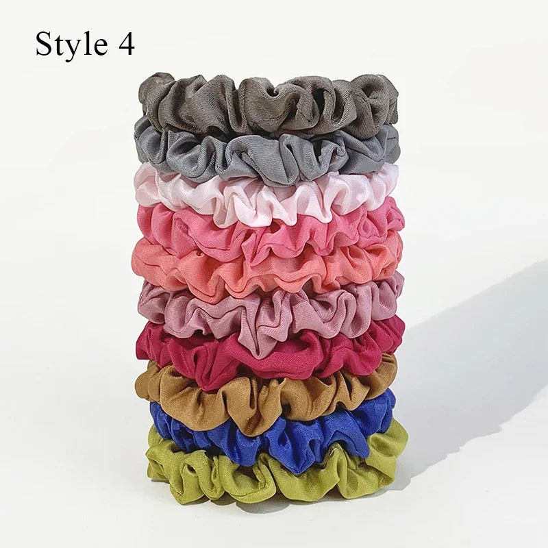 10pcs Colorful  Hair Bands Satin Silk Scrunchies
