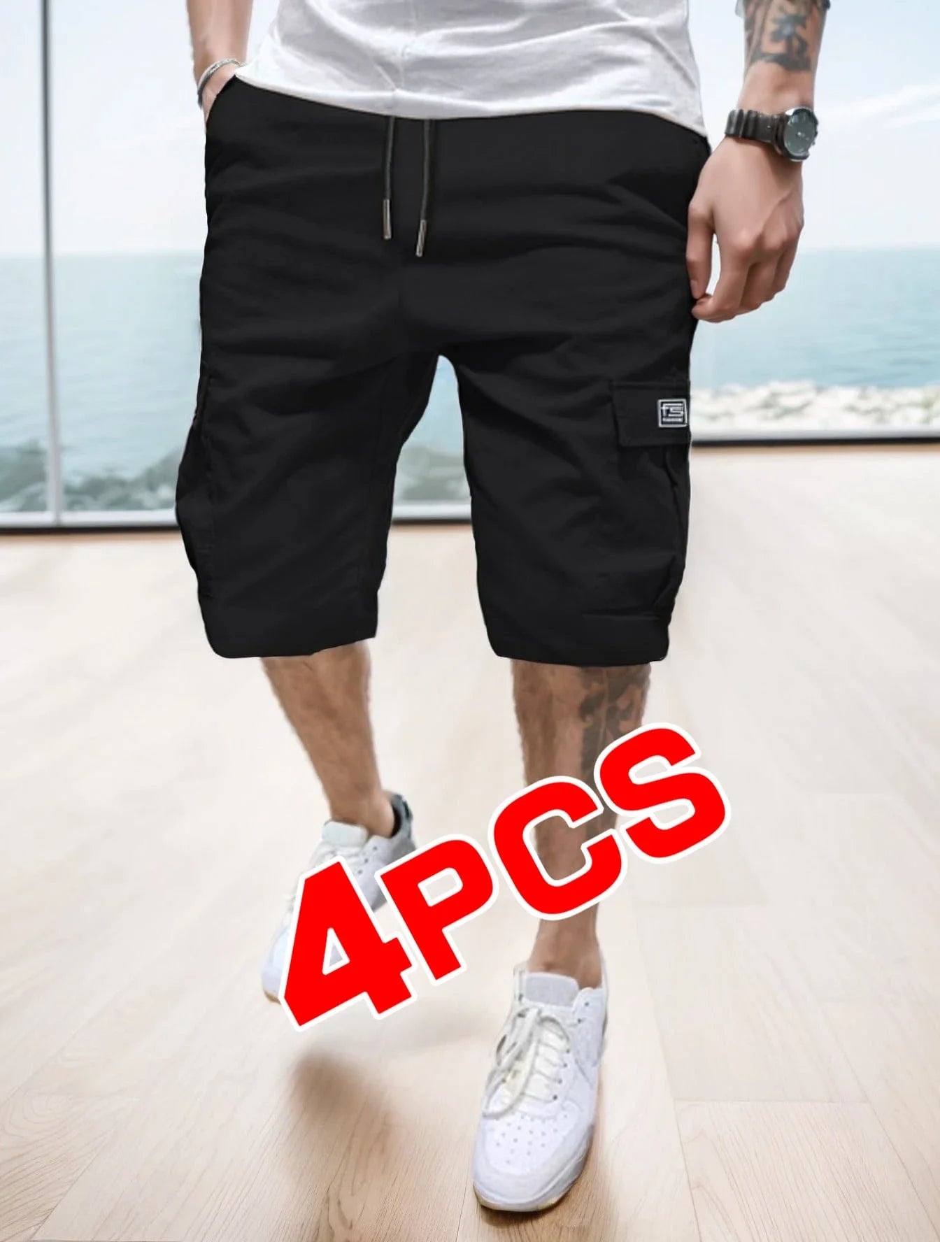 4-Pack Men's Casual Cargo Shorts Loose Fit With Pockets