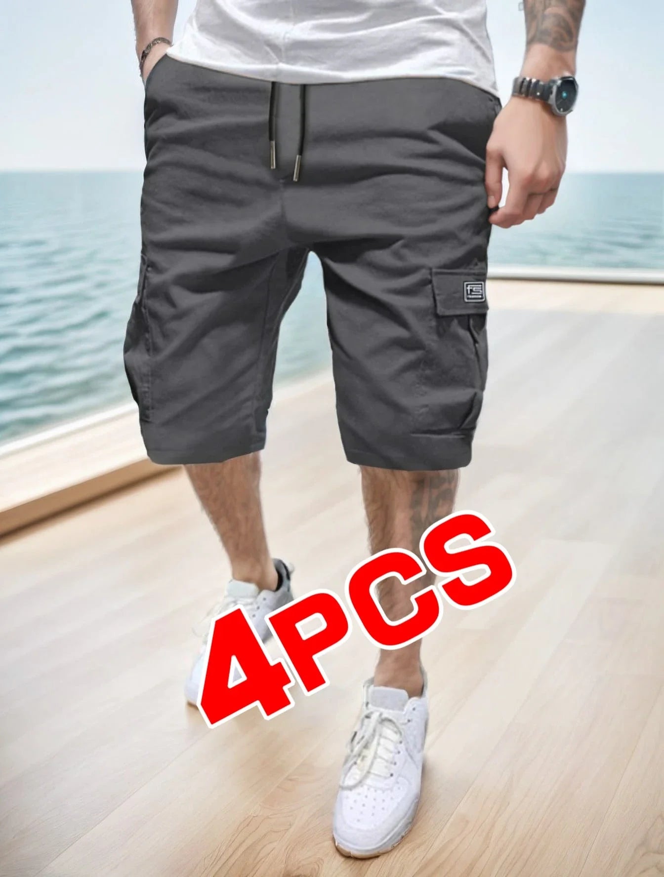 4-Pack Men's Casual Cargo Shorts Loose Fit With Pockets