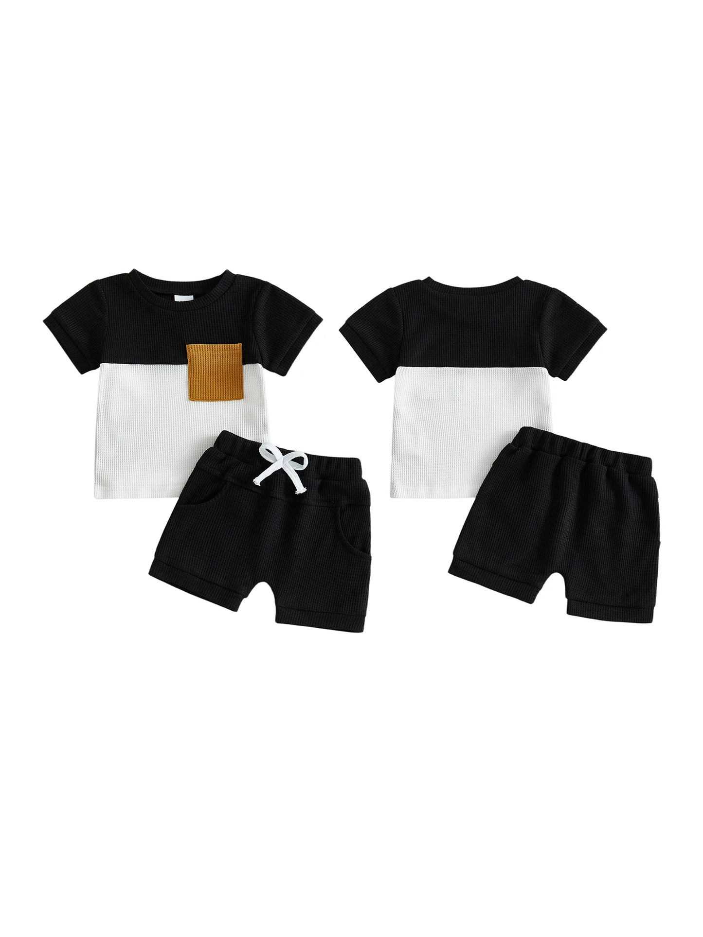 Infant Boy Casual Summer Clothes Set with Printed T-shirt and Elastic Waist Shorts 2 Piece Outfit