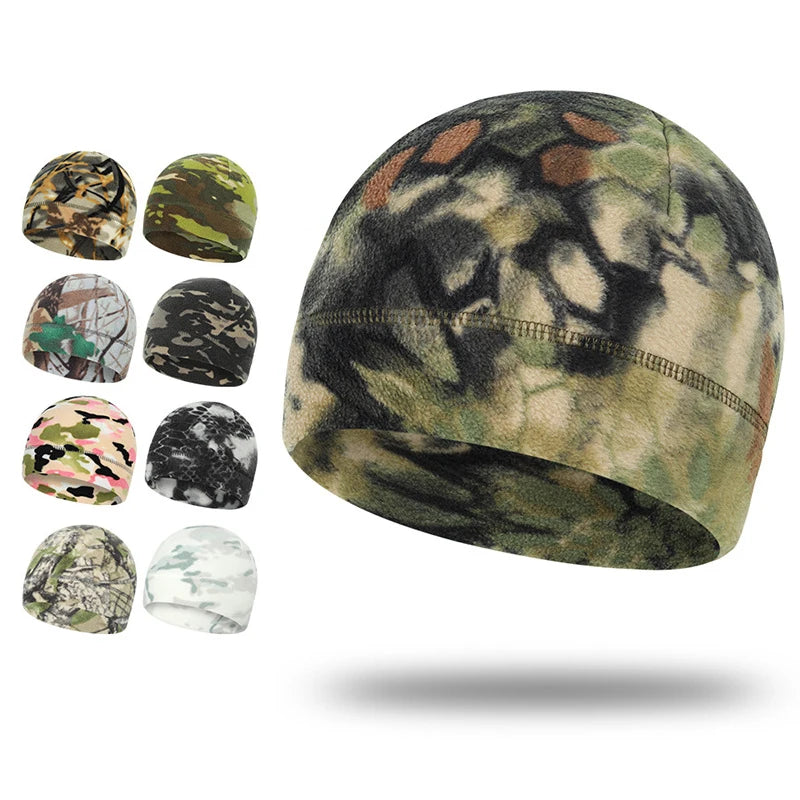 Fleece Cap, Thermal Windproof Camouflage Elastic Skull Cap