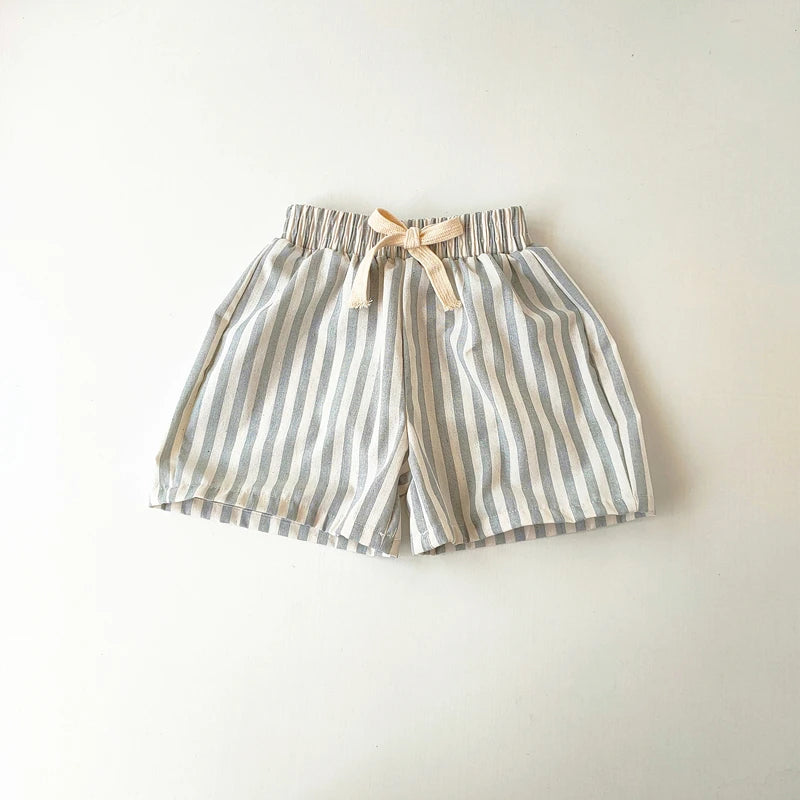 Linen Cotton Shorts/Stripe Pants