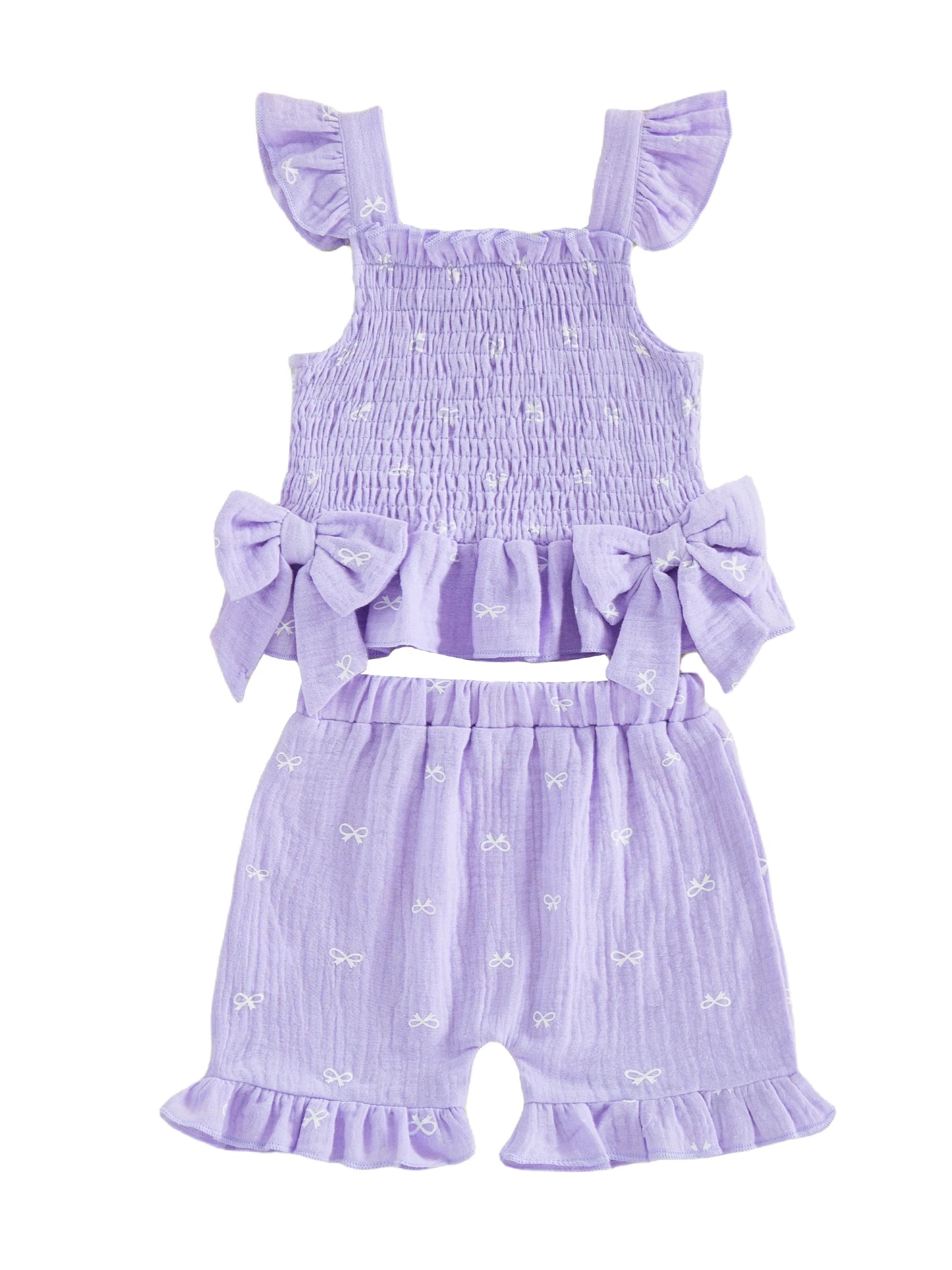 Infant Girls Stylish Floral Print Ruffle Sleeve Blouse with Matching Shorts
