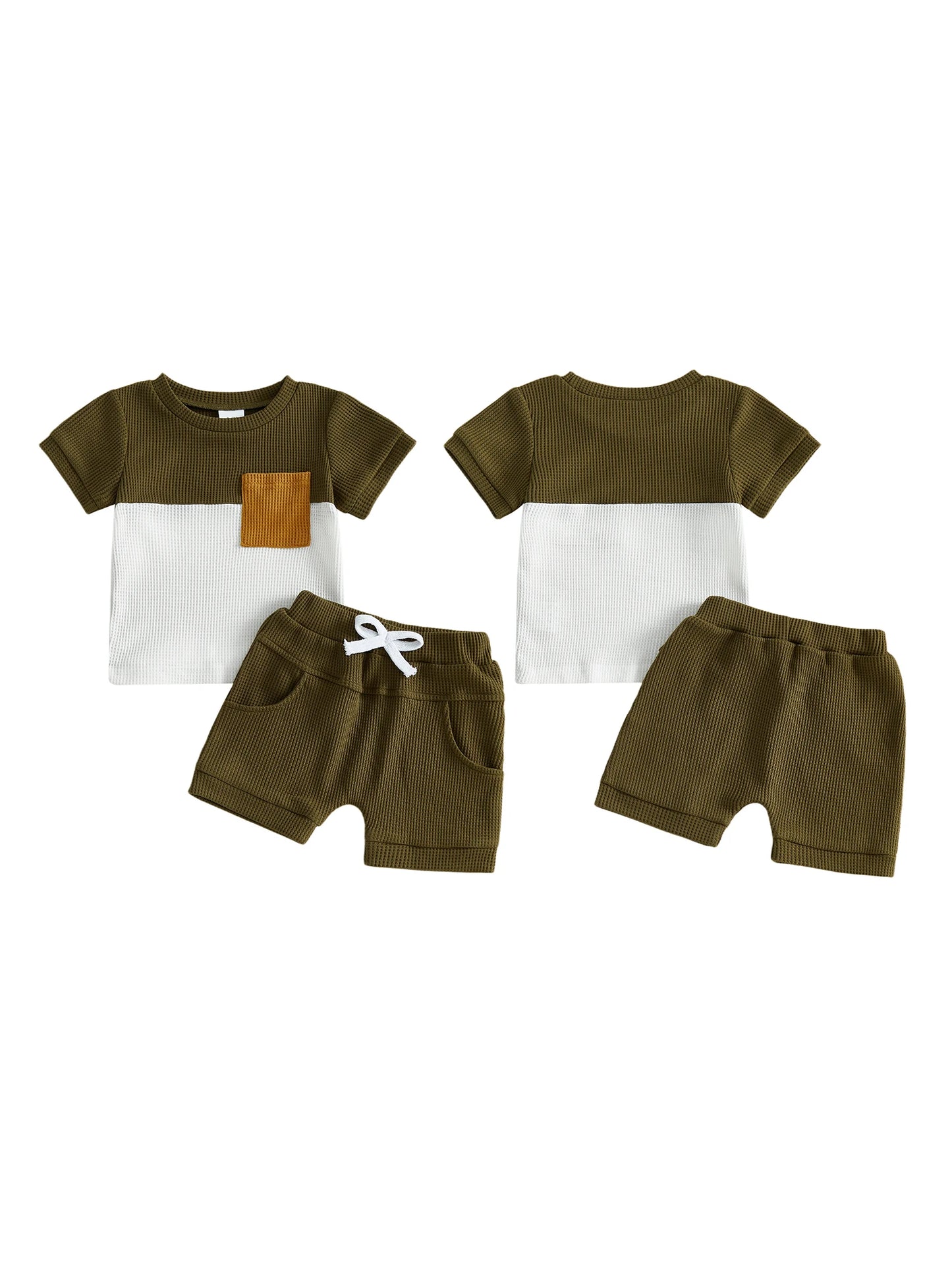 Infant Boy Casual Summer Clothes Set with Printed T-shirt and Elastic Waist Shorts 2 Piece Outfit