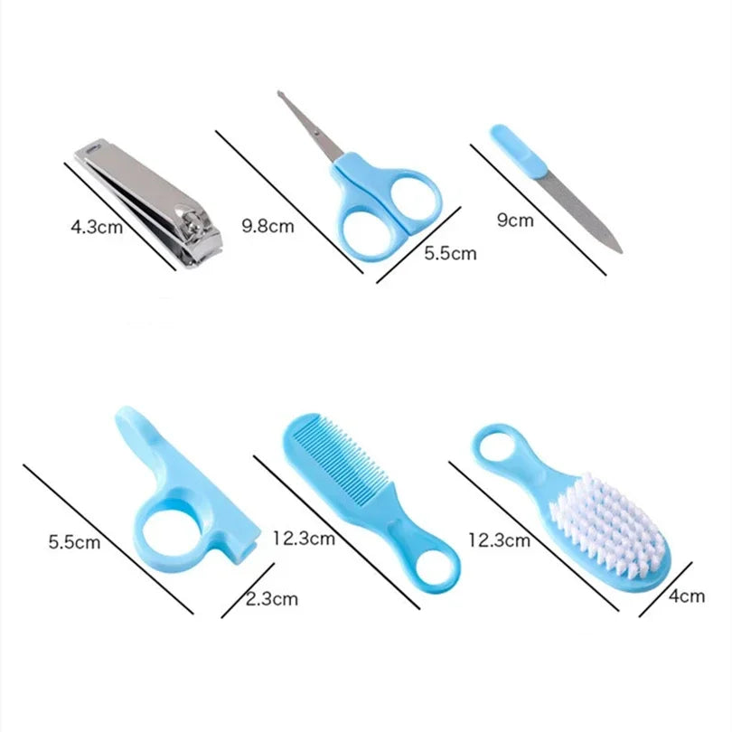 Baby Nail & Hair Care Set 6pcs, Comb Brush Scissors Clipper Trimmer