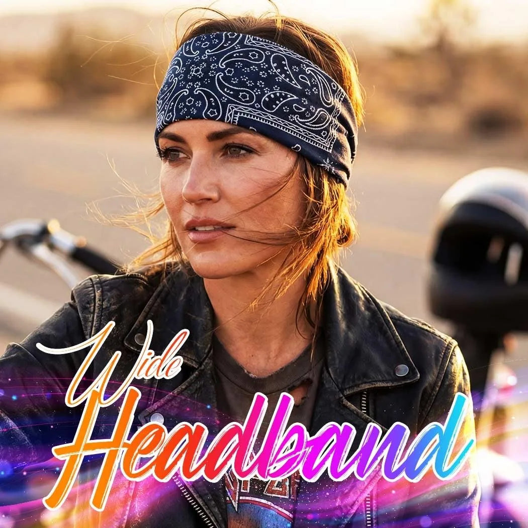 3 Pack Wide Headbands Paisley Twist Hair Bands Stretchy Cross Head Turban Bandana Non Slip Hair Wraps