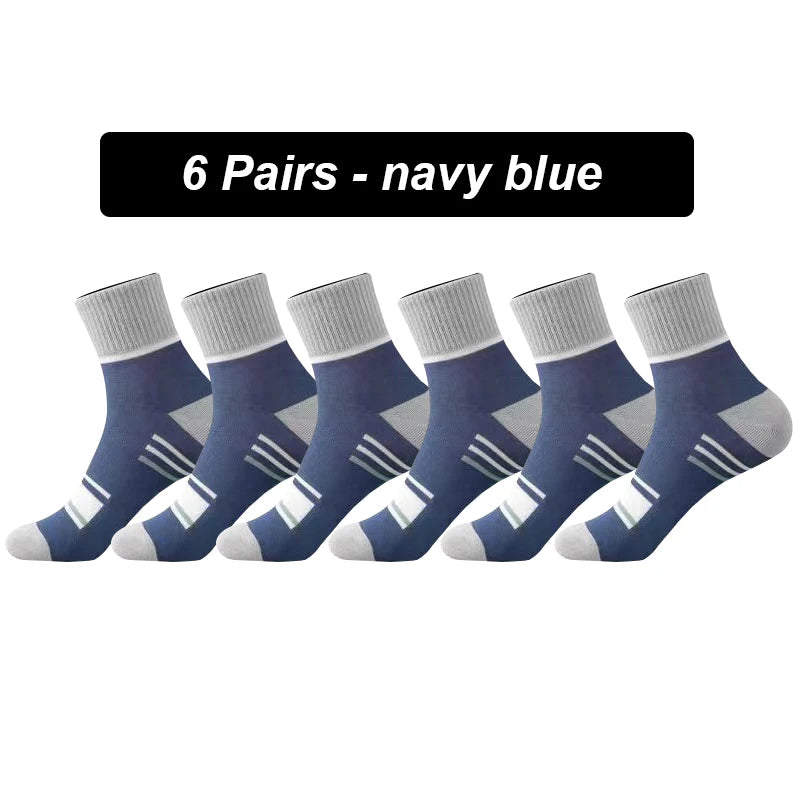 6Pairs Men Socks Breathable Cotton Sweat Absorption
