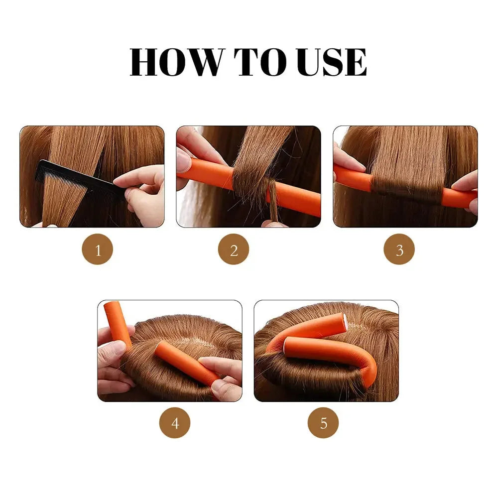 10pcs Flexible Hair Curling Rod, Soft Foam Bendy Twist Curls Flexi Rollers No Heat