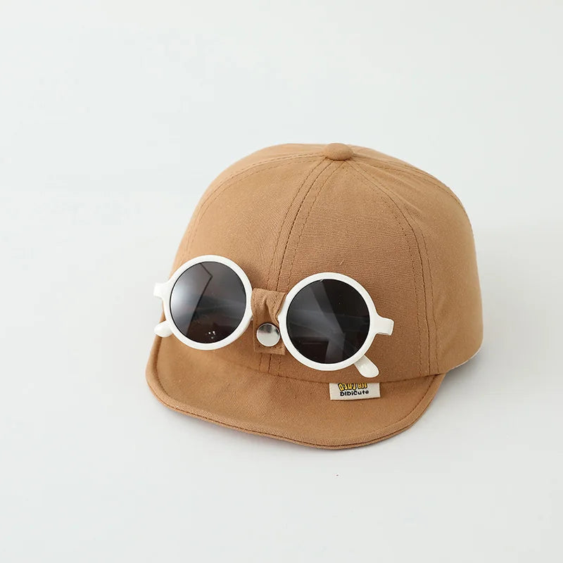 Sunglasses Detachable Baby Duck Tongue Hat Fashion Children Baseball Hats 1-5Year Kids Outdoor Sunscreen Cap Sun Glasses Visors