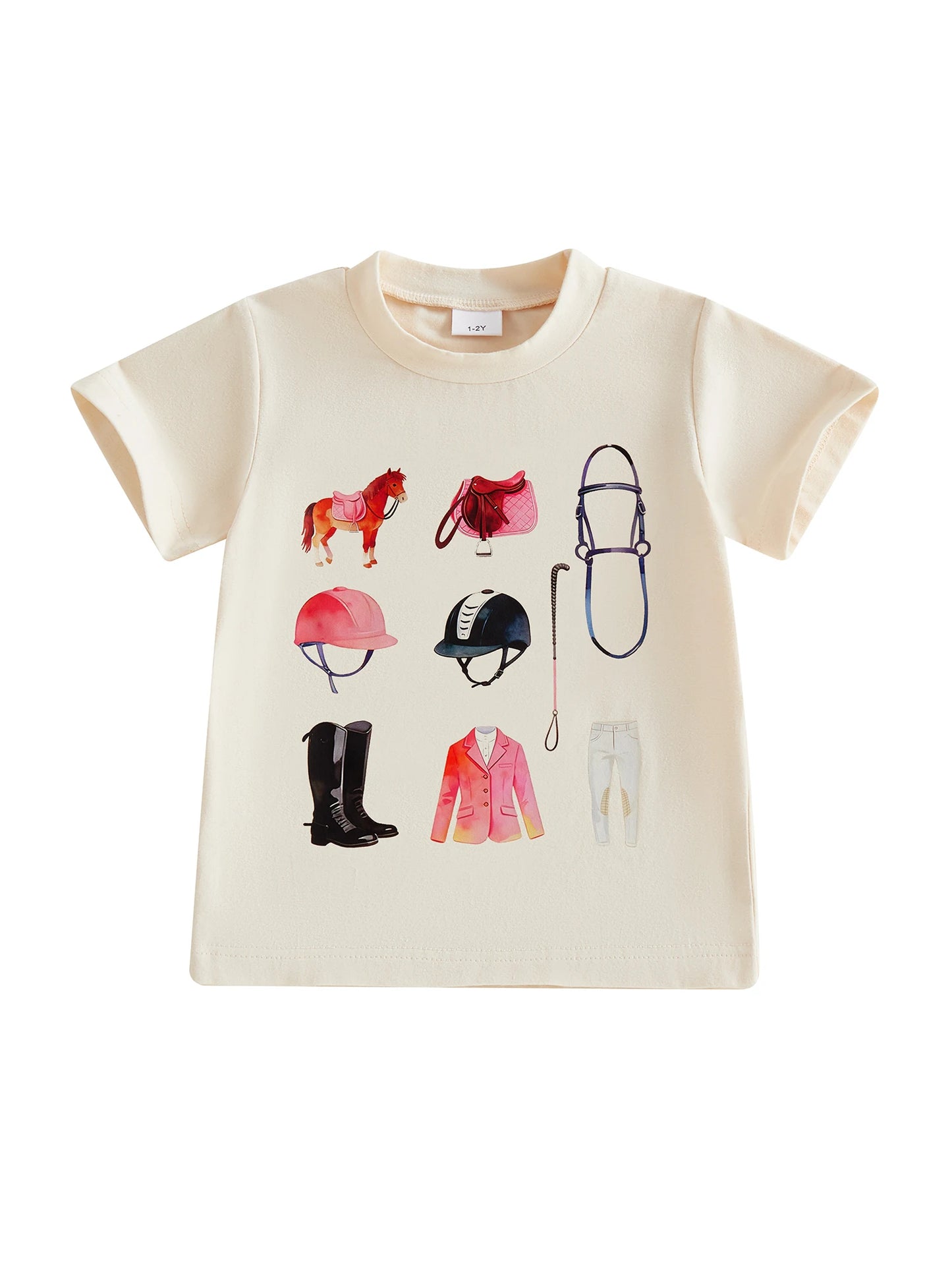 Short Sleeve Crew Neck Unicorn Print Summer T-shirt