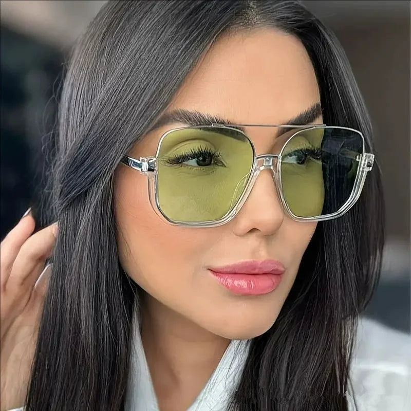 Vintage Oversized Sunglasses Women Square Shades Eyewear