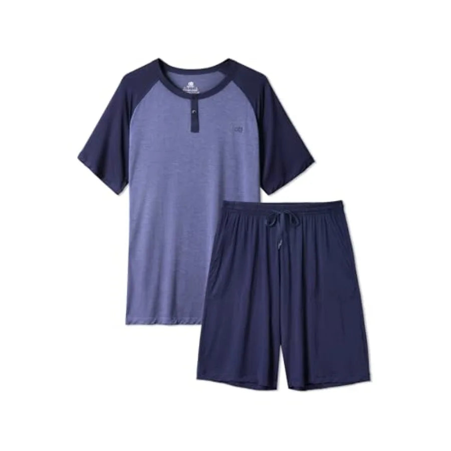 Men's Cooling Loungewear Ultra-Soft, Lightweight Short Sleeves Shirts and Shorts