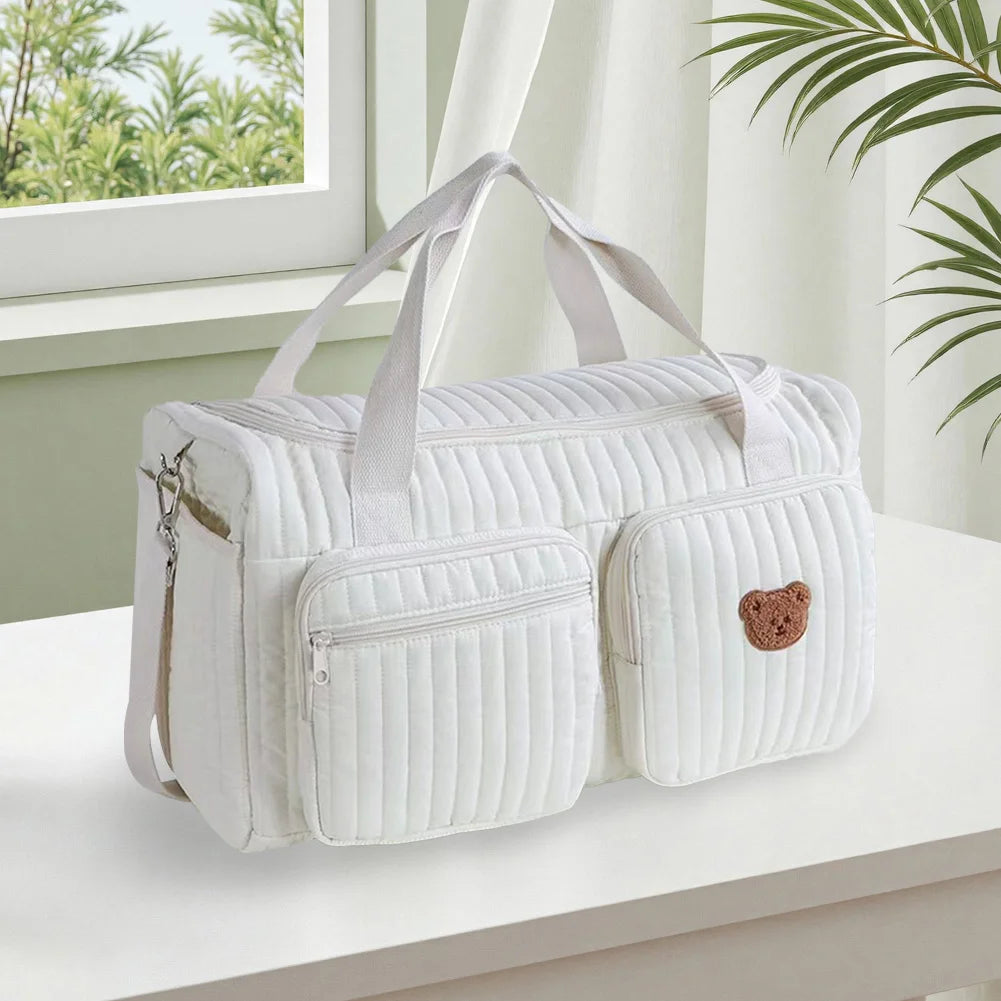 Quilted Baby Diaper Bag Large Capacity Weekender Bag Travel Bag