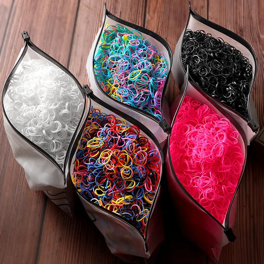 1000/2000pcs Colorful Disposable Rubber Elastic Hair Band Ties