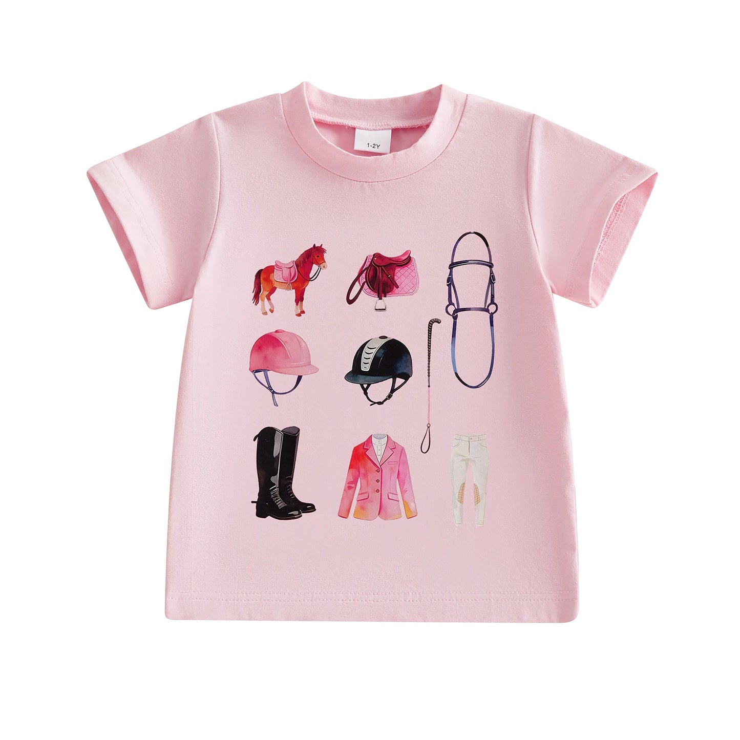 Short Sleeve Crew Neck Unicorn Print Summer T-shirt