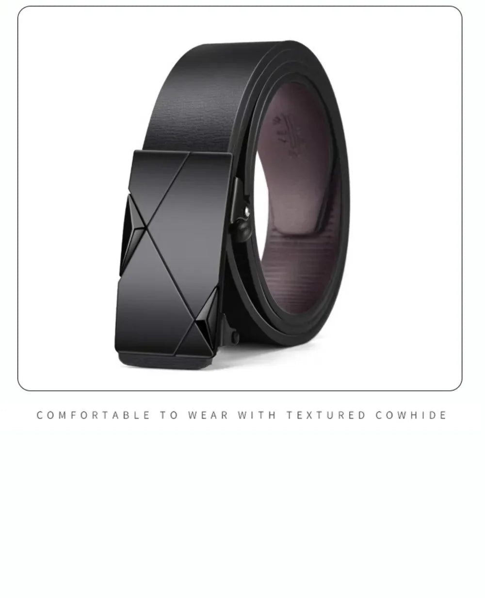 Fashion PU Leather Men's Business Belt Automatic Buckle Adjustable Men's Waist Strap Men's Leather Belt for Leisure Work Party