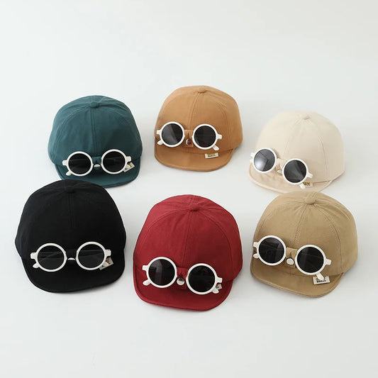 Sunglasses Detachable Baby Duck Tongue Hat Fashion Children Baseball Hats 1-5Year Kids Outdoor Sunscreen Cap Sun Glasses Visors