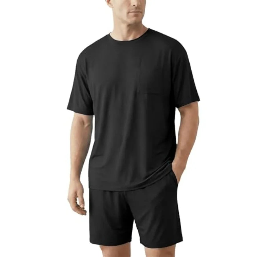 Men's  Short Sleeve Shirt and Shorts, Cooling, Soft Loungewear Made from Bamboo