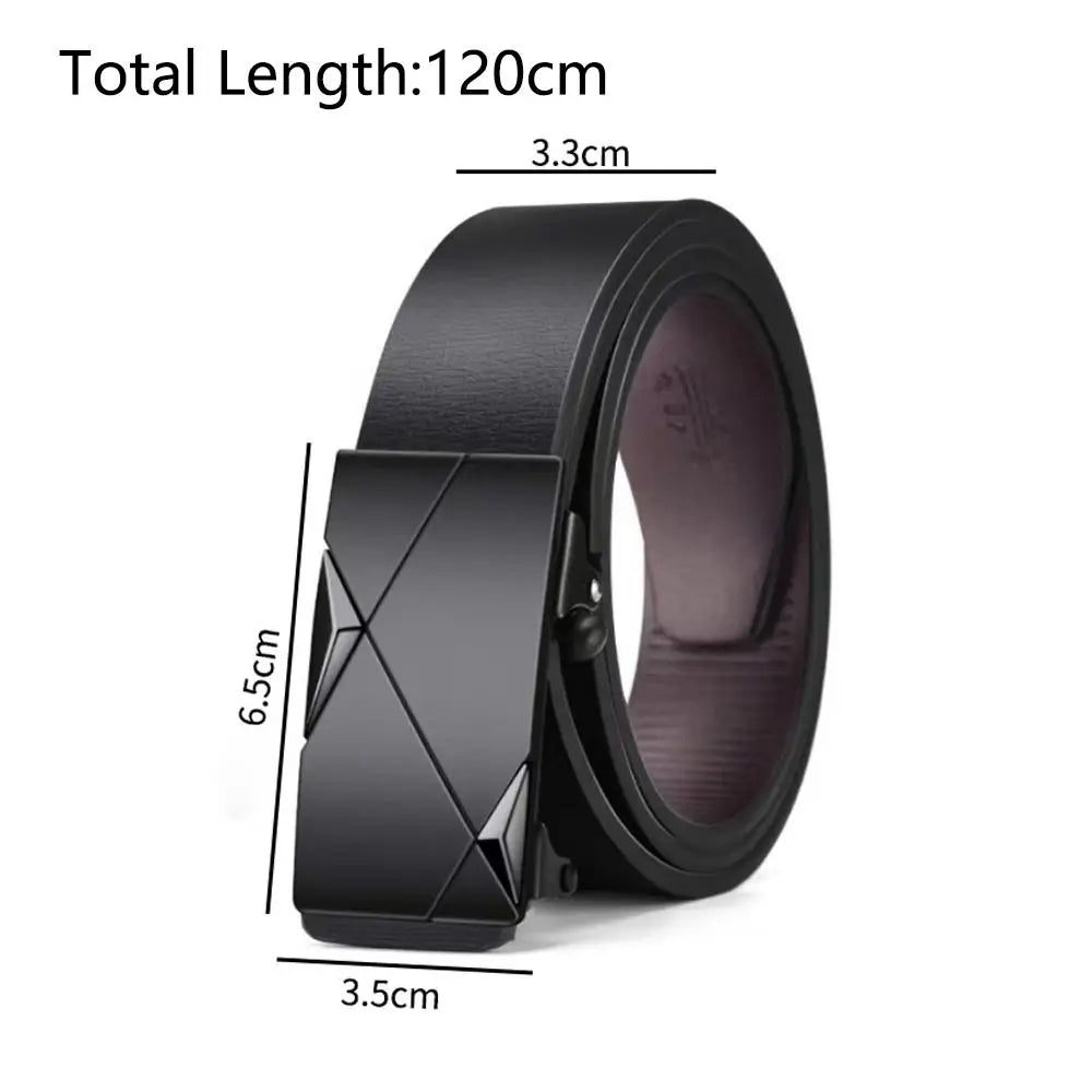 Fashion PU Leather Men's Business Belt Automatic Buckle Adjustable Men's Waist Strap Men's Leather Belt for Leisure Work Party