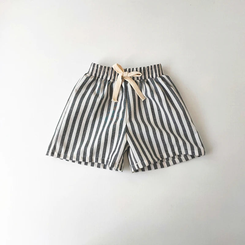 Linen Cotton Shorts/Stripe Pants