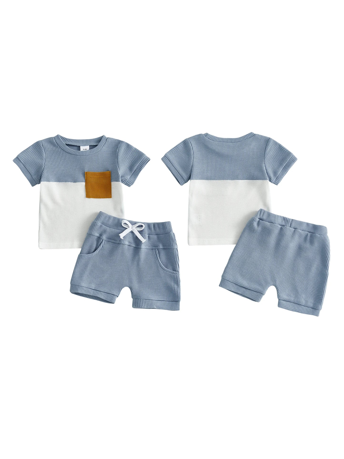 Infant Boy Casual Summer Clothes Set with Printed T-shirt and Elastic Waist Shorts 2 Piece Outfit