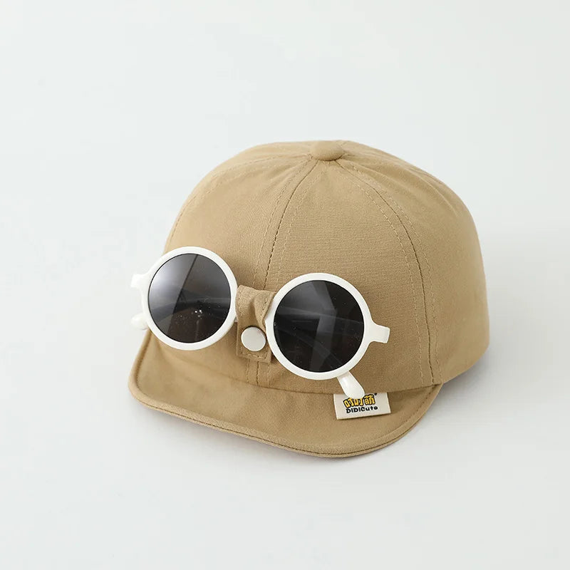 Sunglasses Detachable Baby Duck Tongue Hat Fashion Children Baseball Hats 1-5Year Kids Outdoor Sunscreen Cap Sun Glasses Visors