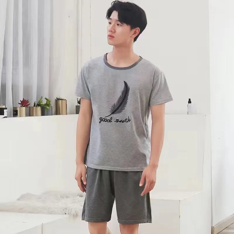 Cotton Men's Pajama Top and Pants Loungewear Two Piece