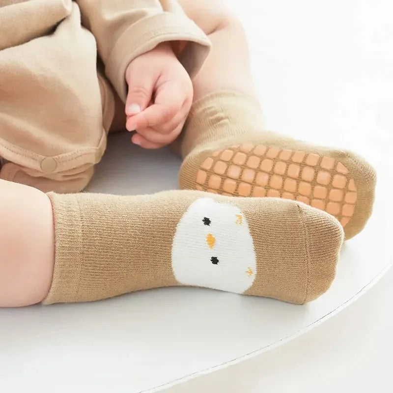 6 Pairs Kids Non-Slip Socks Fox and Bear Pattern