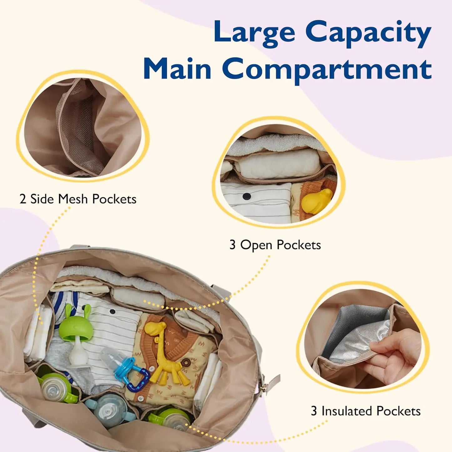 Large Capacity Travel Diaper Bag with Pacifier Case