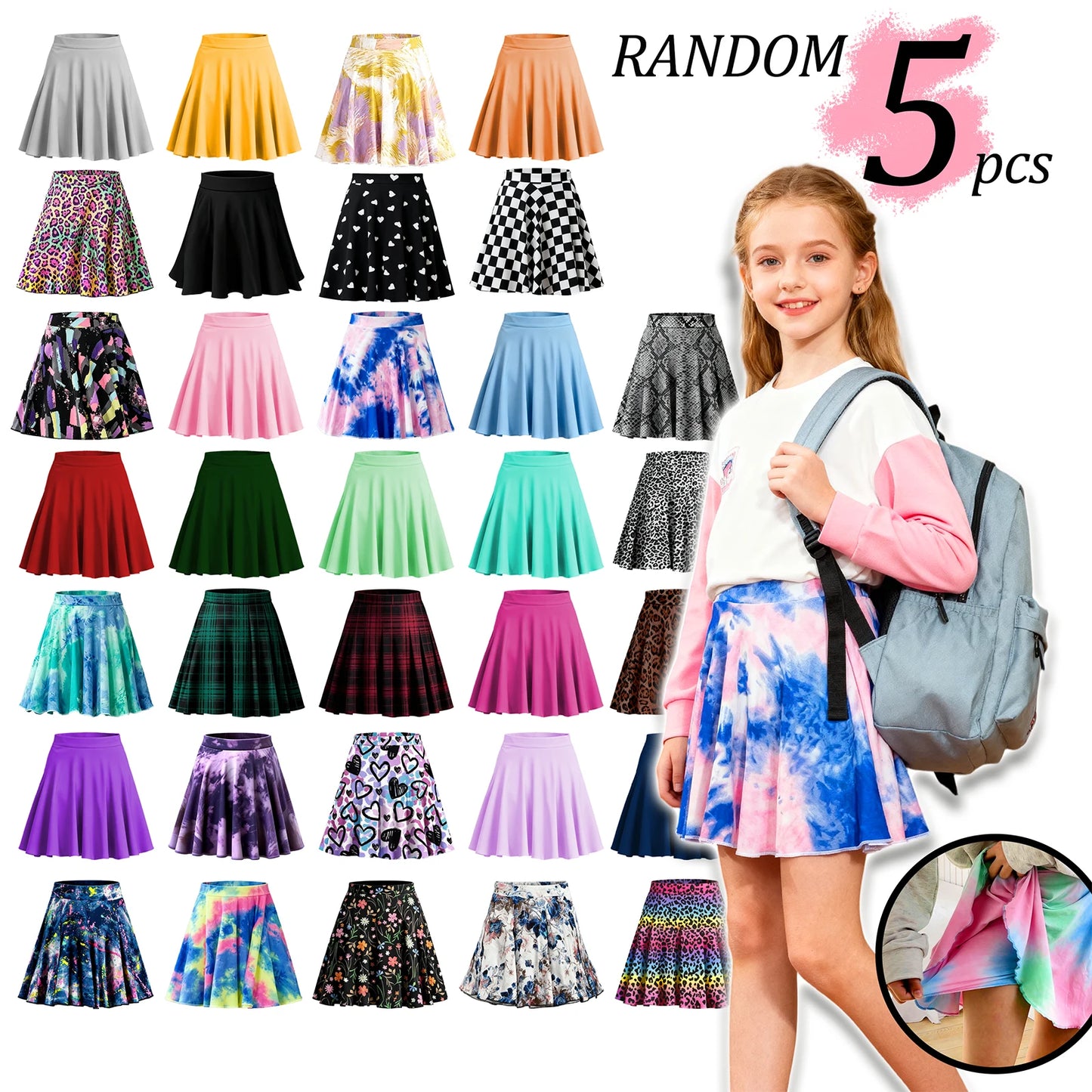 Random 5colors Girls Summer Skorts