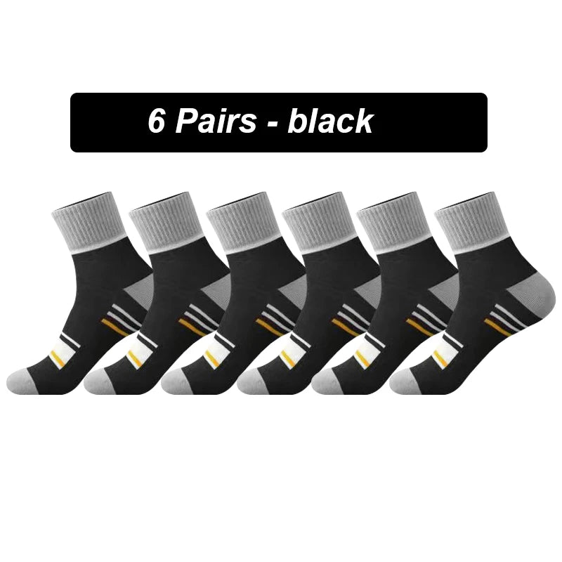 6Pairs Men Socks Breathable Cotton Sweat Absorption