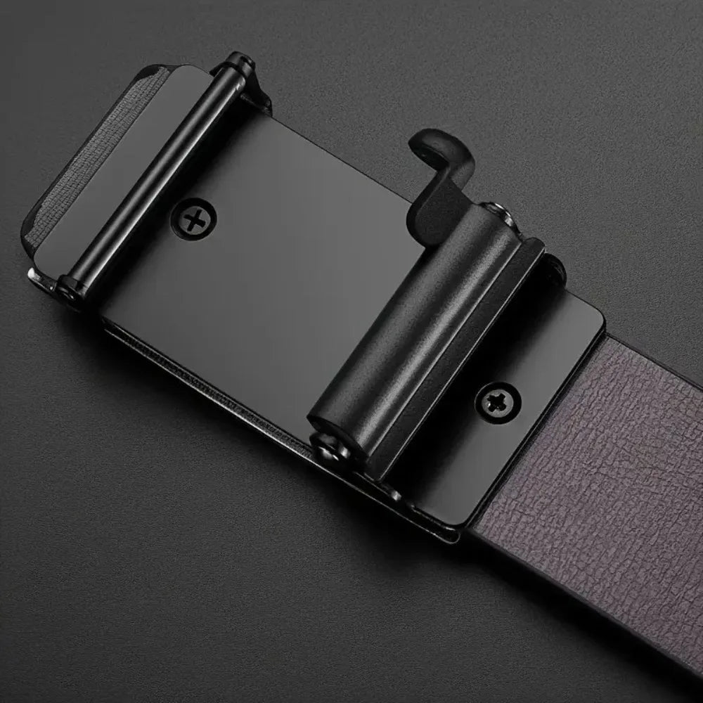 Fashion PU Leather Men's Business Belt Automatic Buckle Adjustable Men's Waist Strap Men's Leather Belt for Leisure Work Party