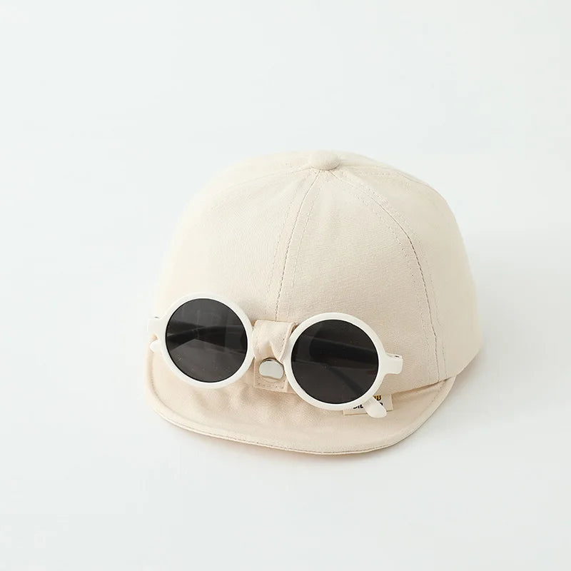 Sunglasses Detachable Baby Duck Tongue Hat Fashion Children Baseball Hats 1-5Year Kids Outdoor Sunscreen Cap Sun Glasses Visors